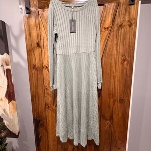 Chic Striped Maxi Dress in Sage by [Molerani]